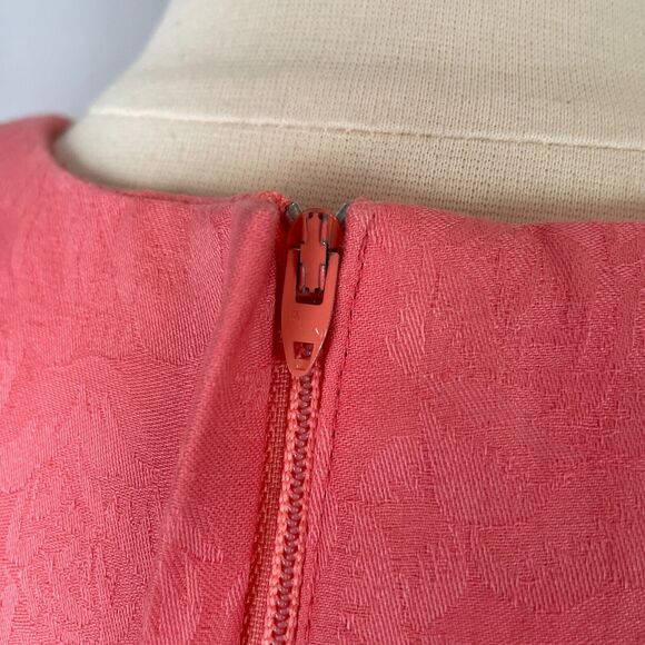 Vintage 80s Dress Size 8 Pink Coral Drop Waist Minimal Secretary Cocktail Retro - Picture 7 of 16